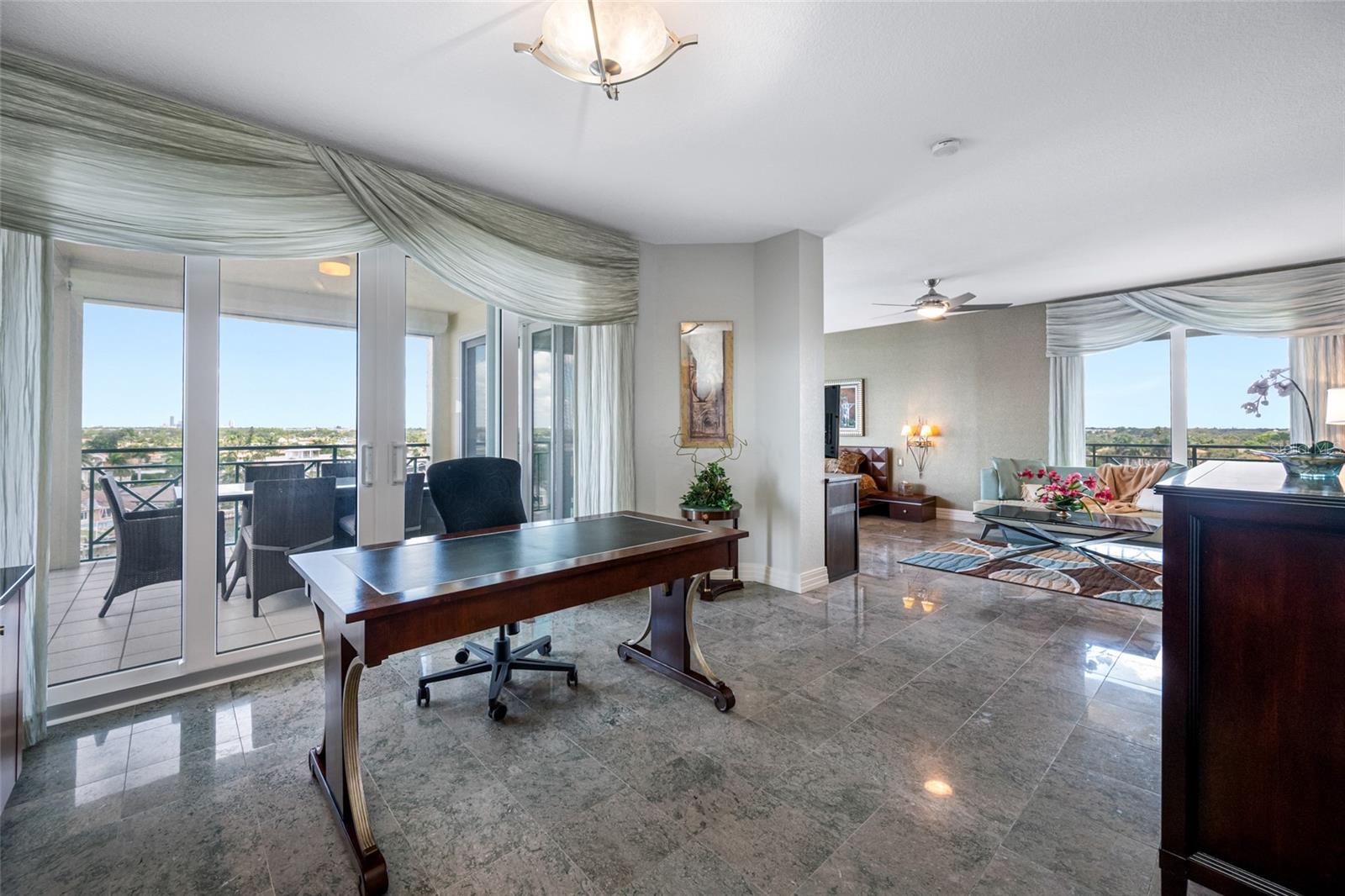 Primary Suite Office with views and a balcony
