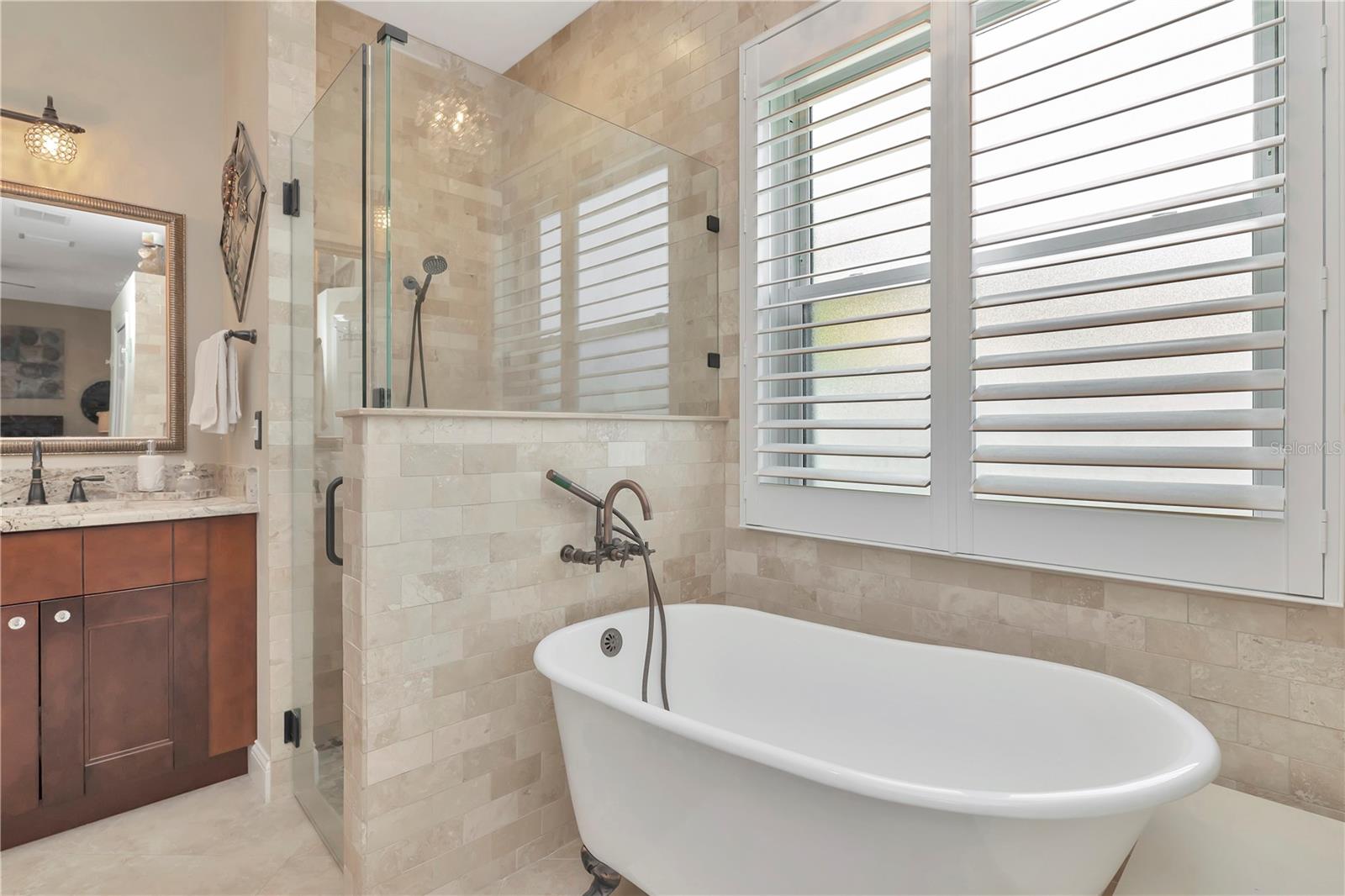 Updated Primary bath with stand alone tub