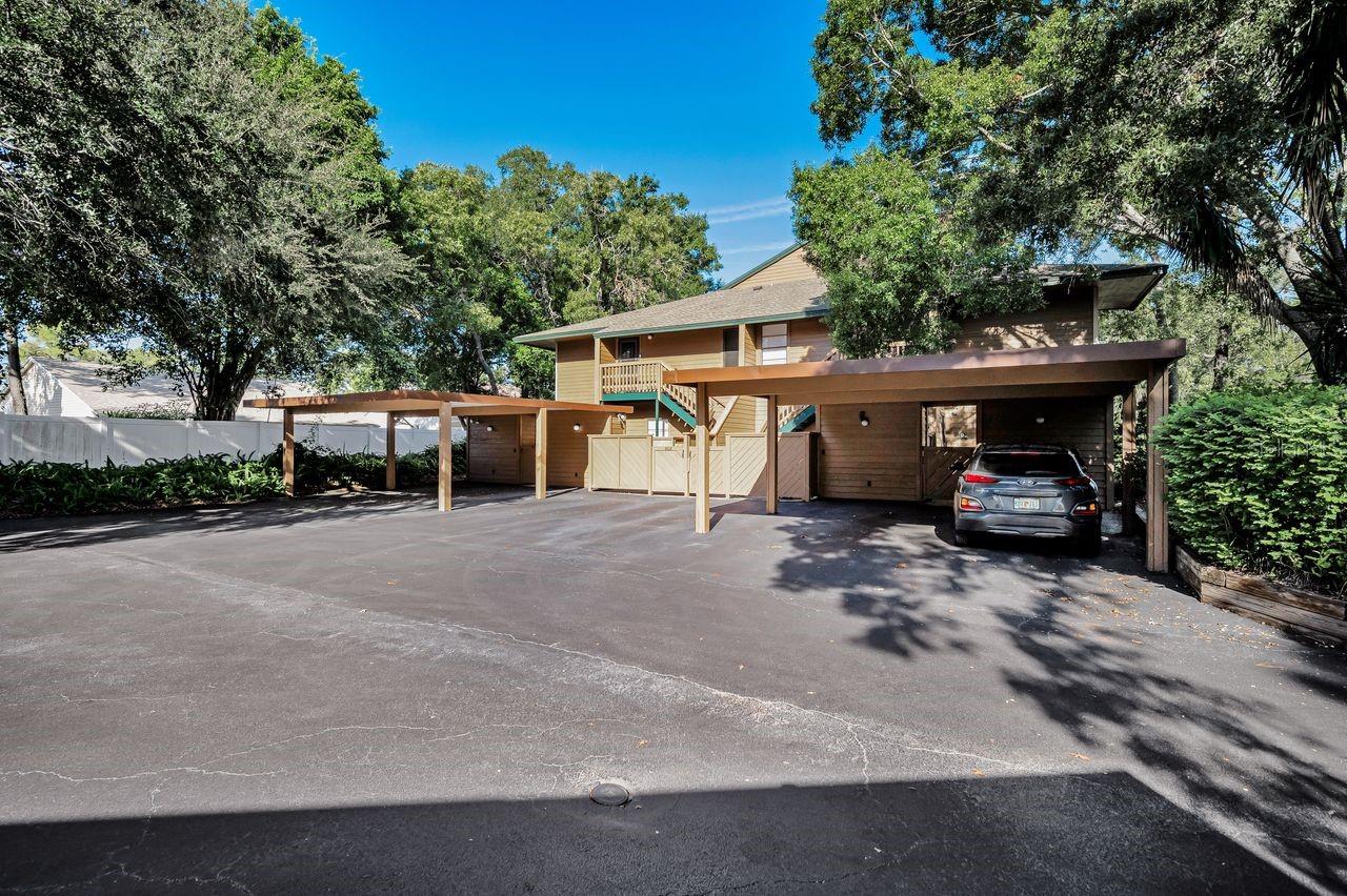 Covered parking right outside your courtyard