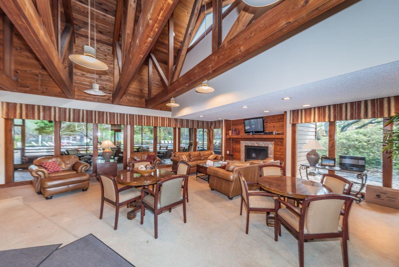 Spacious and cozy clubhouse offers view of pool too!