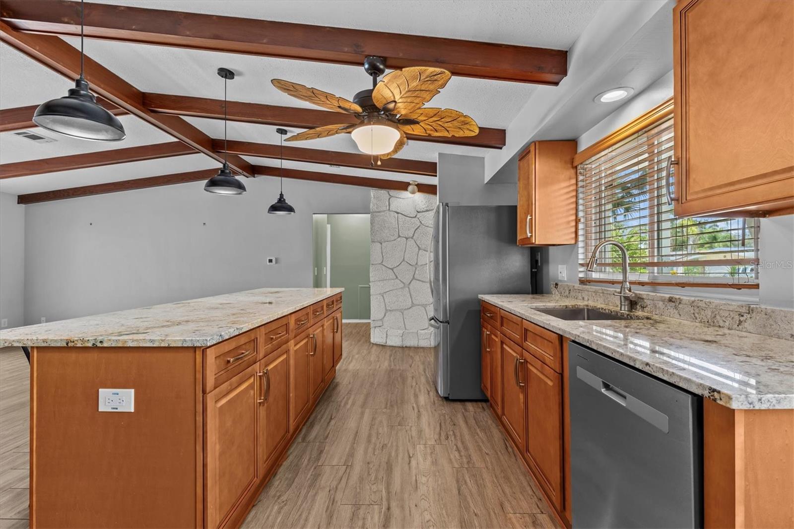 chef's kitchen with huge island for food prep and entertaining.