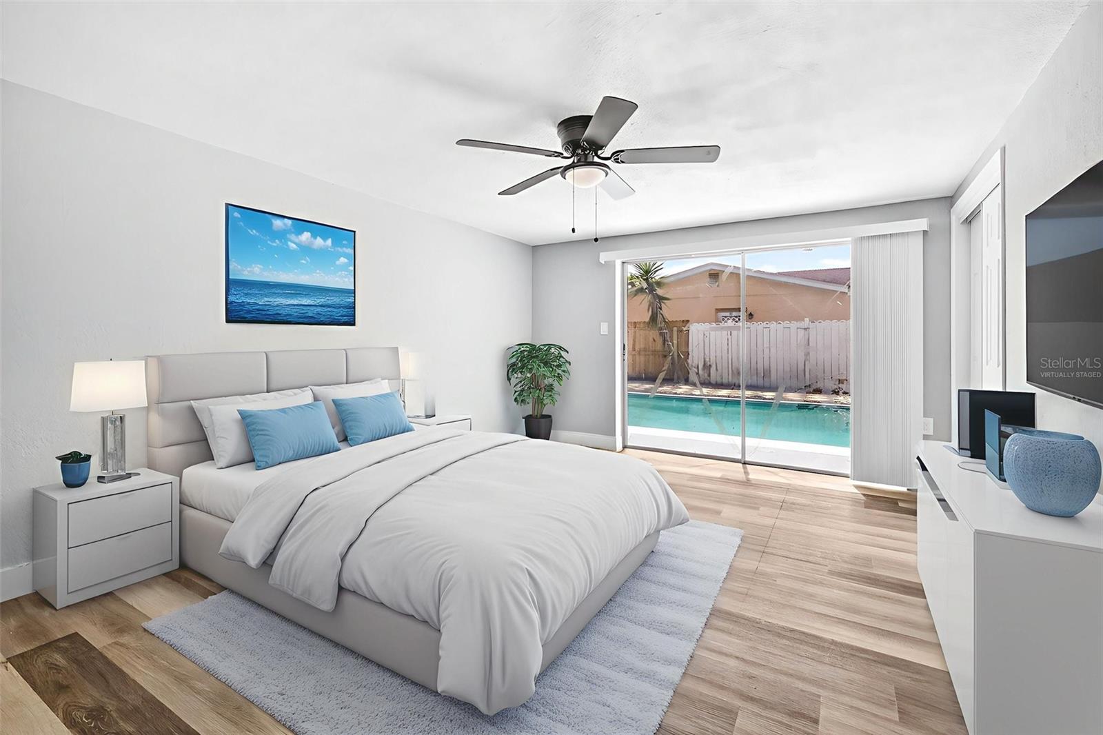 virtually staged primary bedroom