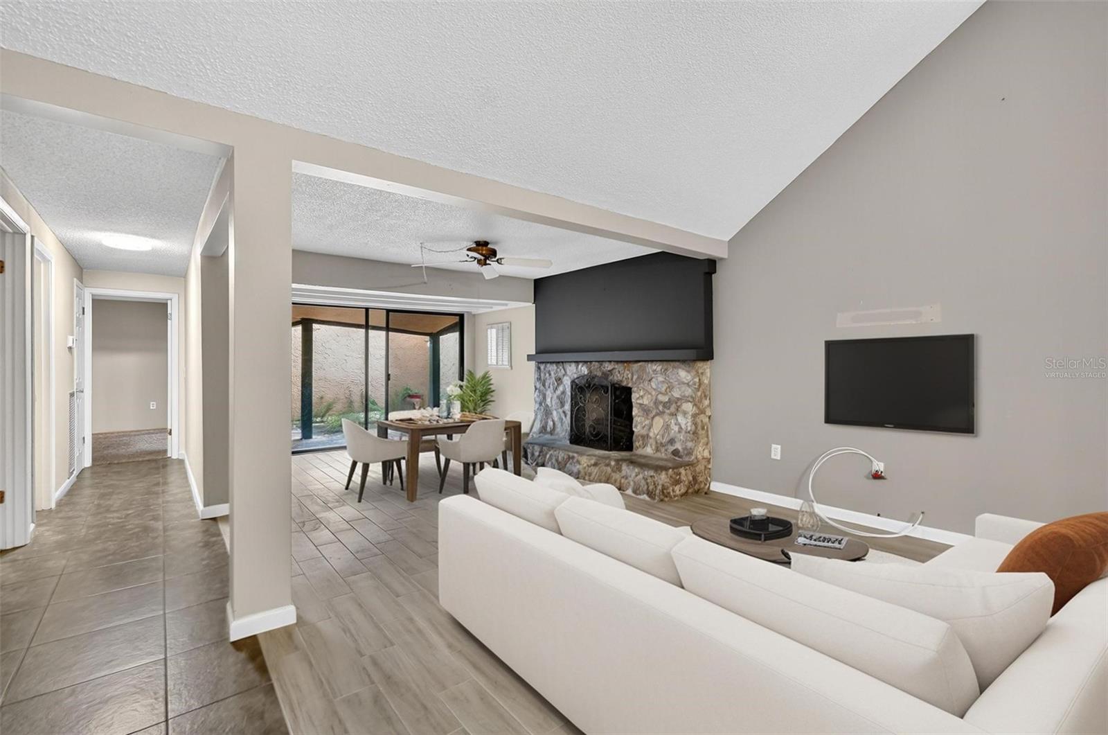 Virtually staged living area