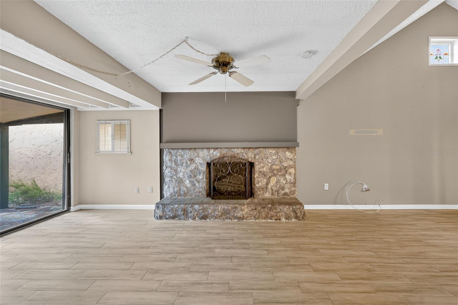 Wood burning fireplace
