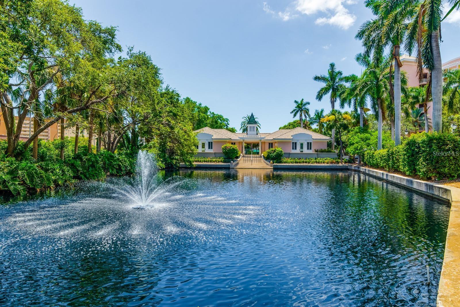 Clubhouse and One of Two Entry Ponds