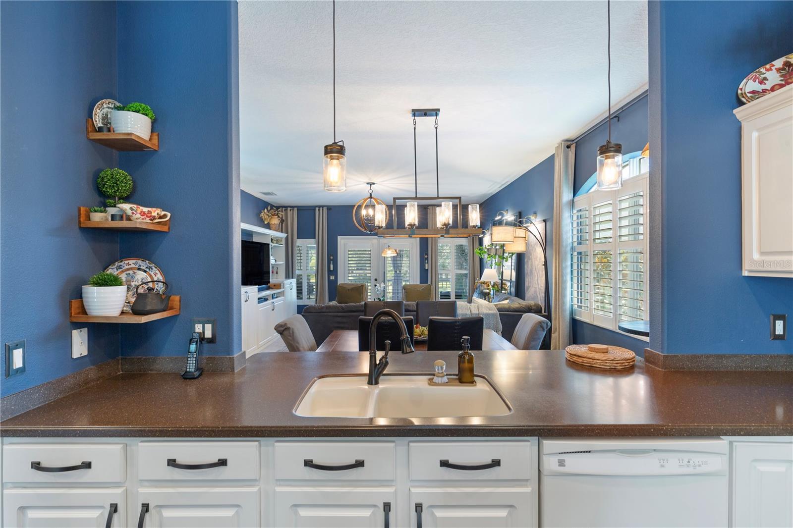 Kitchen overlooking Living area