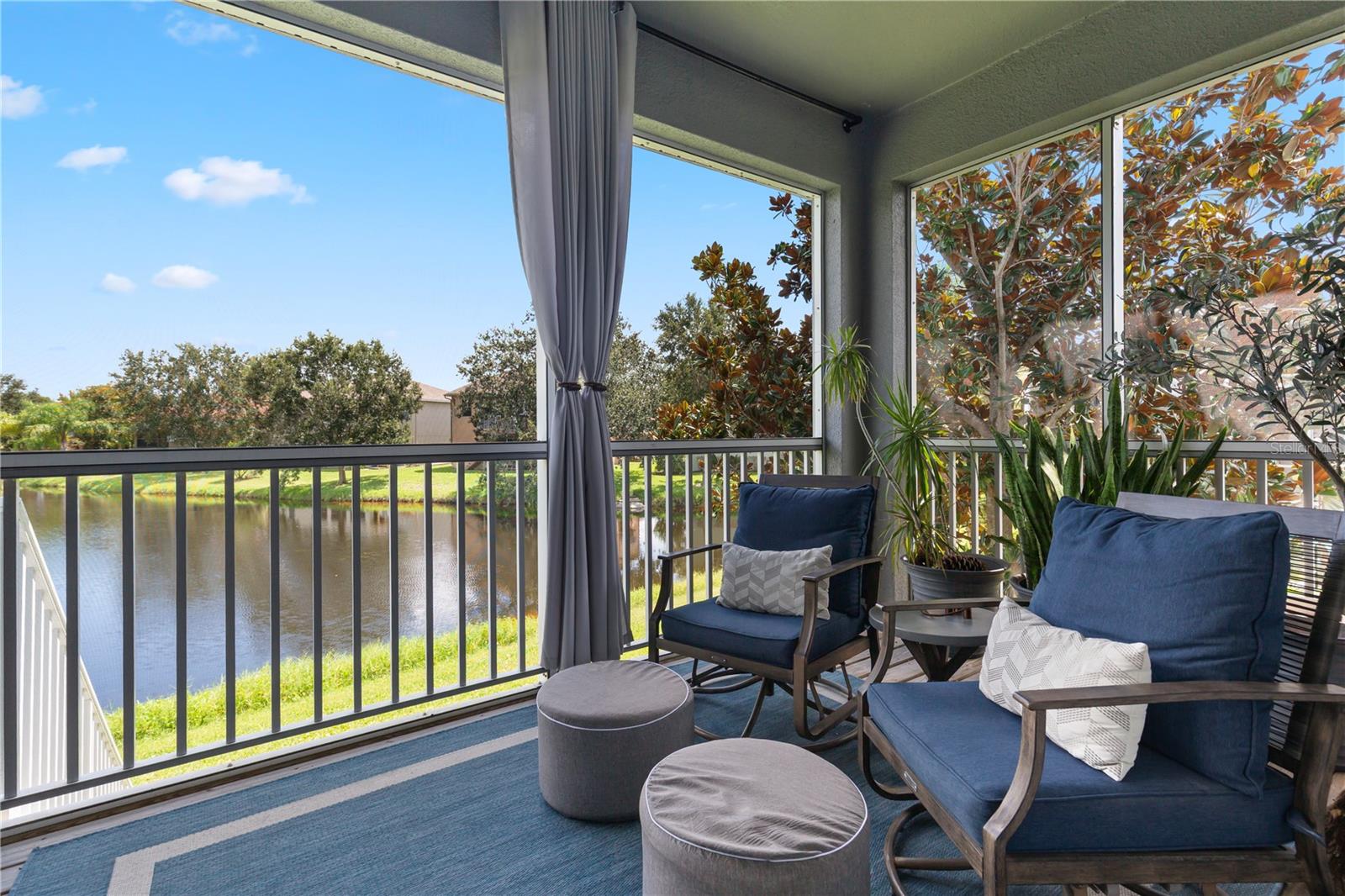 Lanai overlooking pond