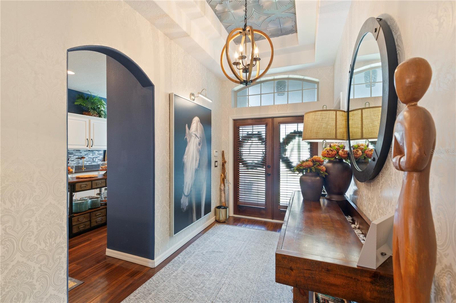 Leaded glass double door