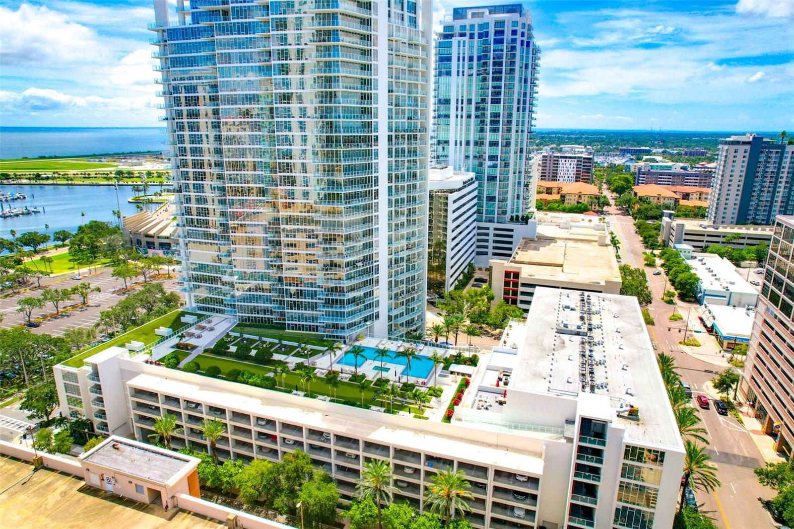 Aerial View of Building/Amenities with View of Bay