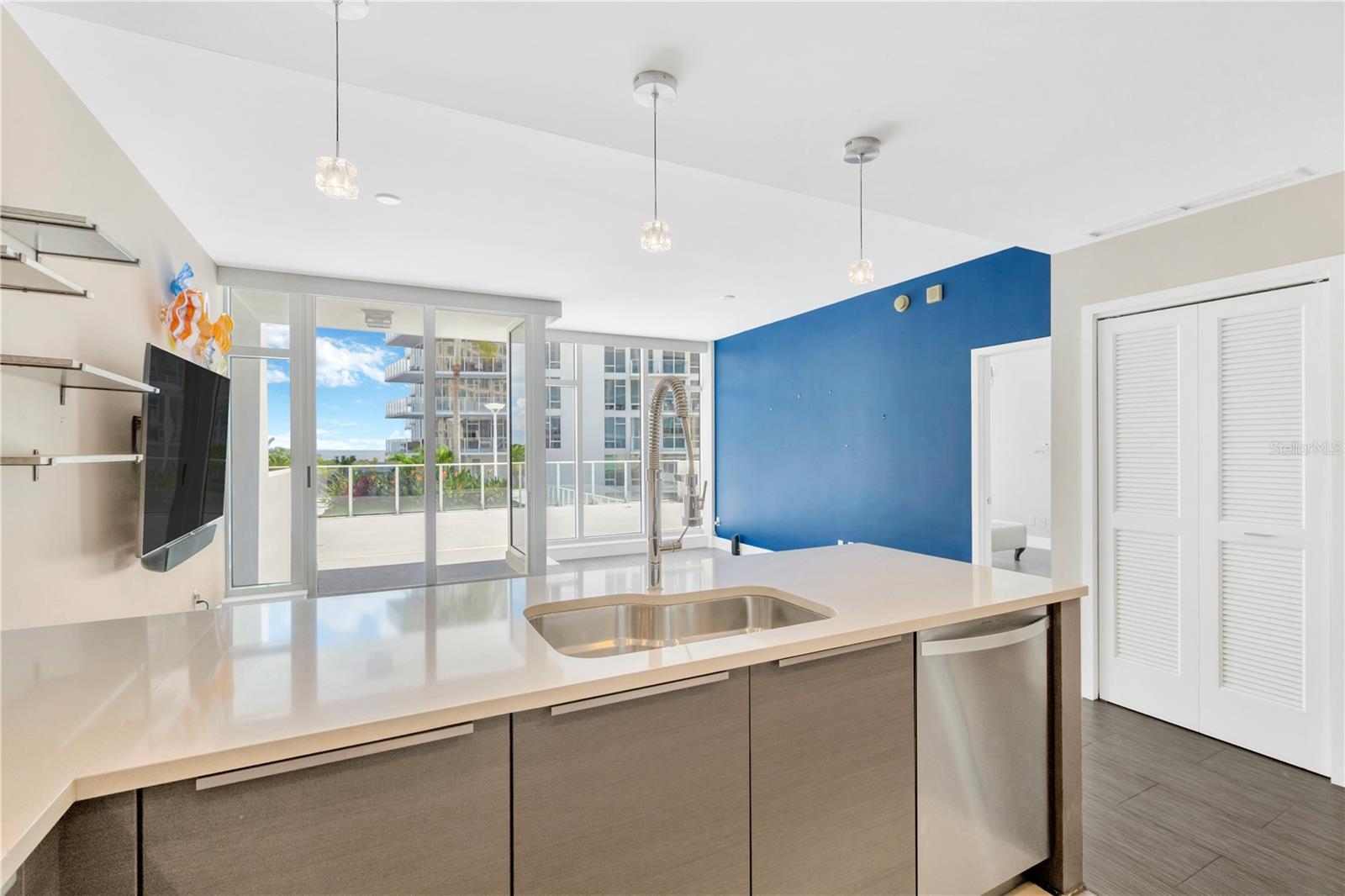 Kitchen with View into Living Room