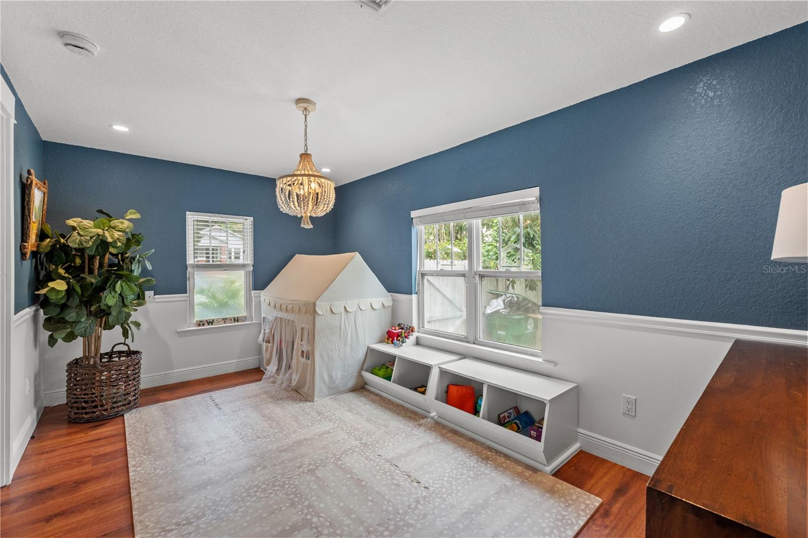 Downstairs bedroom. Currently toy room and could be an office