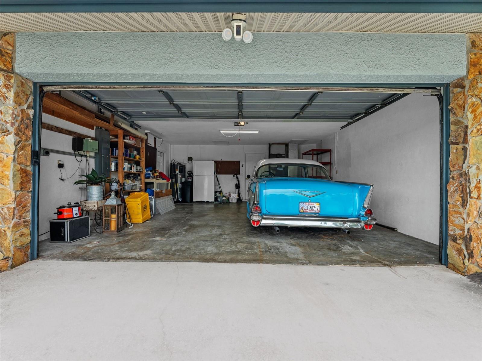 Functional two-car garage perfect for cars, tools, or additional storage