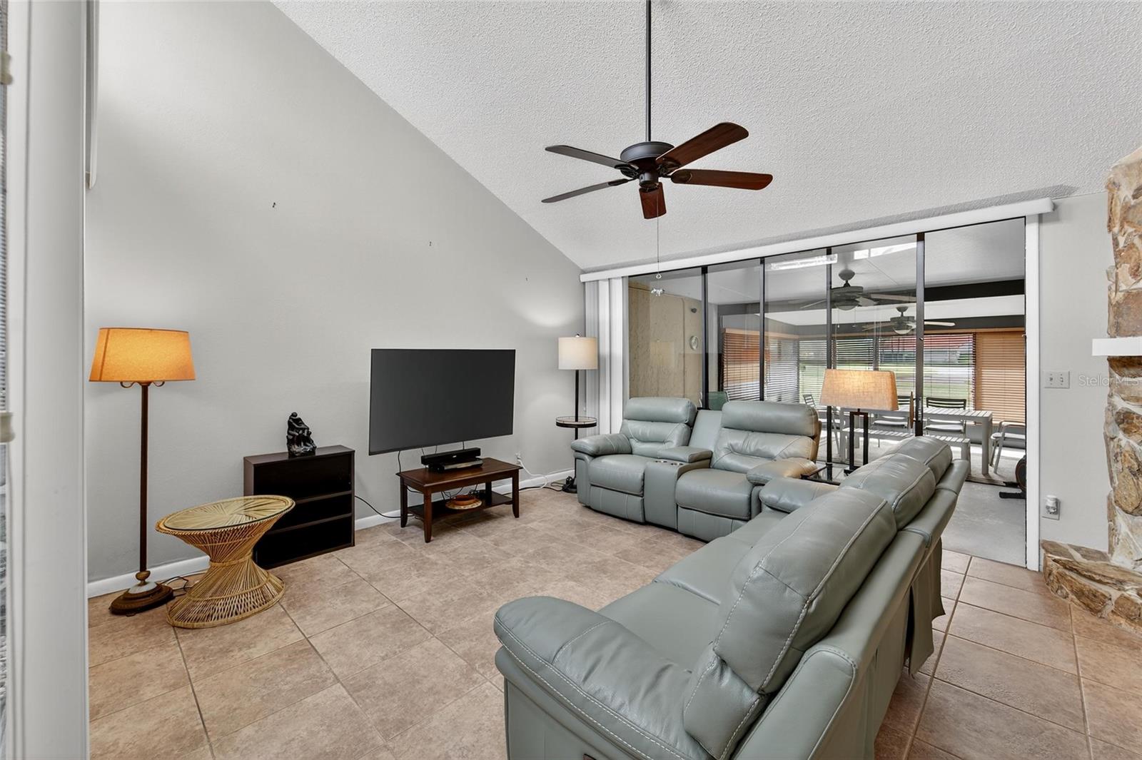Family Room with Vaulted Ceiling