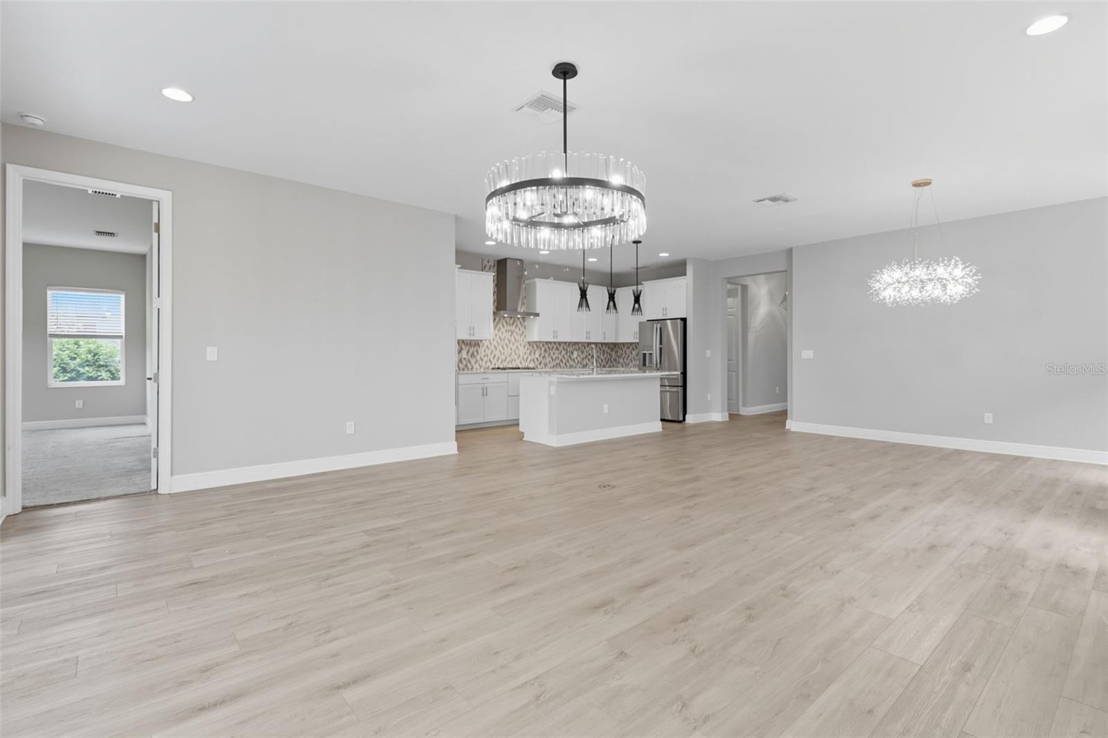 Open Layout flows though kitchen