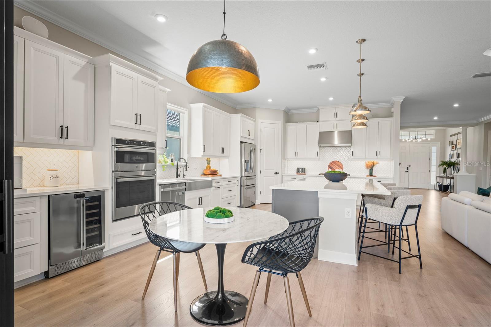 View from sliding doors to extended kitchen