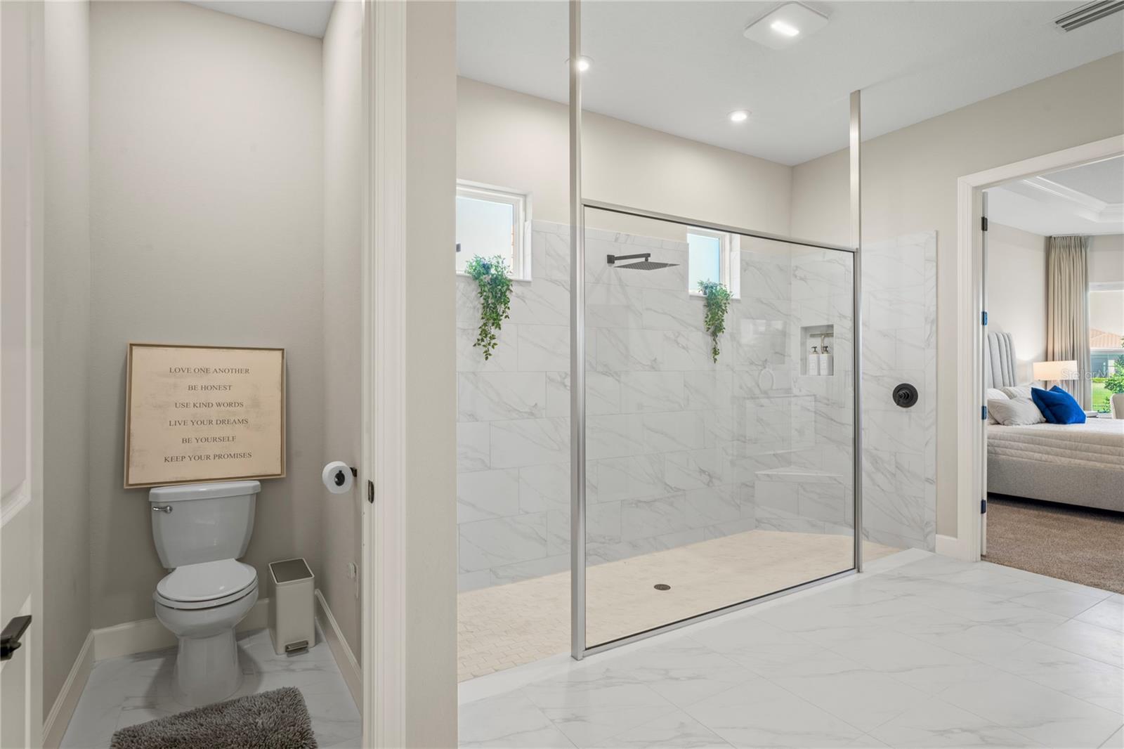 Primary bath with 12 ft shower