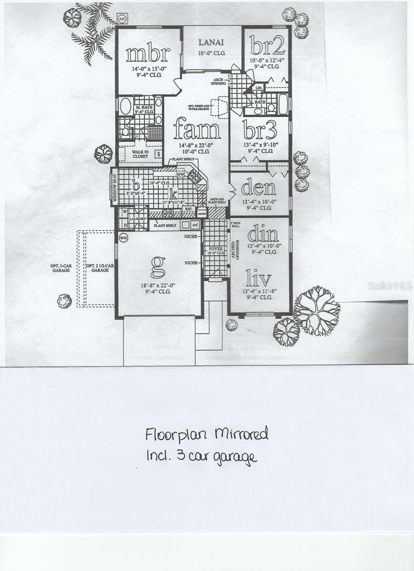3 car garage is oversized and extends further back for more storage