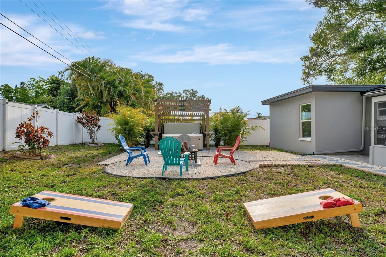 Backyard with fire pit