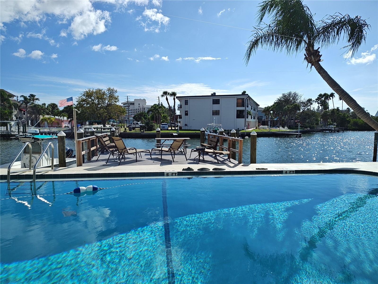 Community pool on the water.