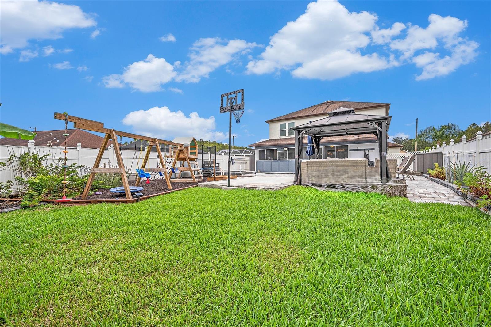 There's yard beyond the pool area!