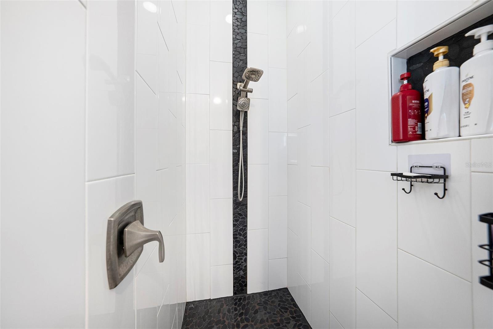 Doorless shower and no glass to clean!