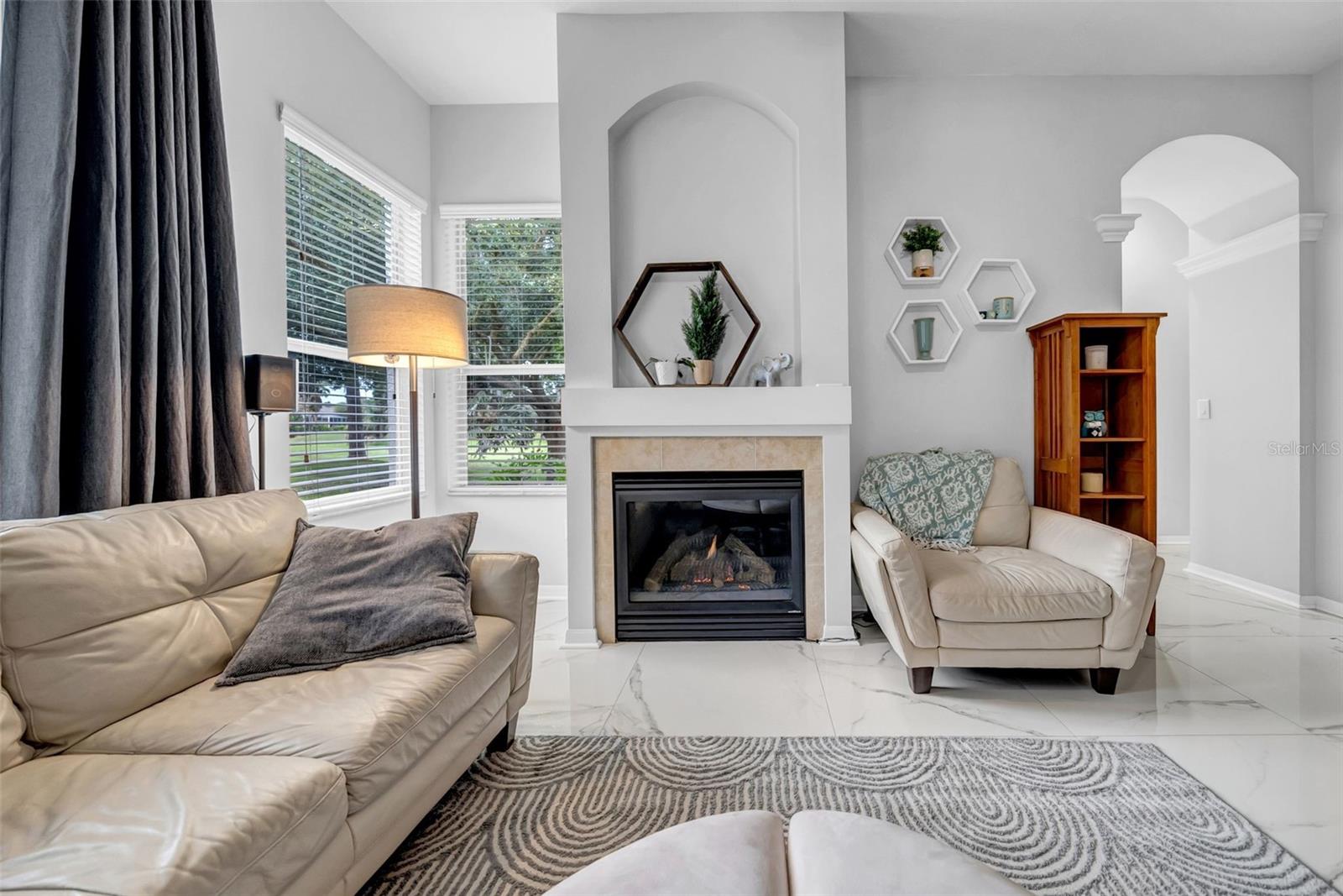 Family/Living Room with built in fireplace