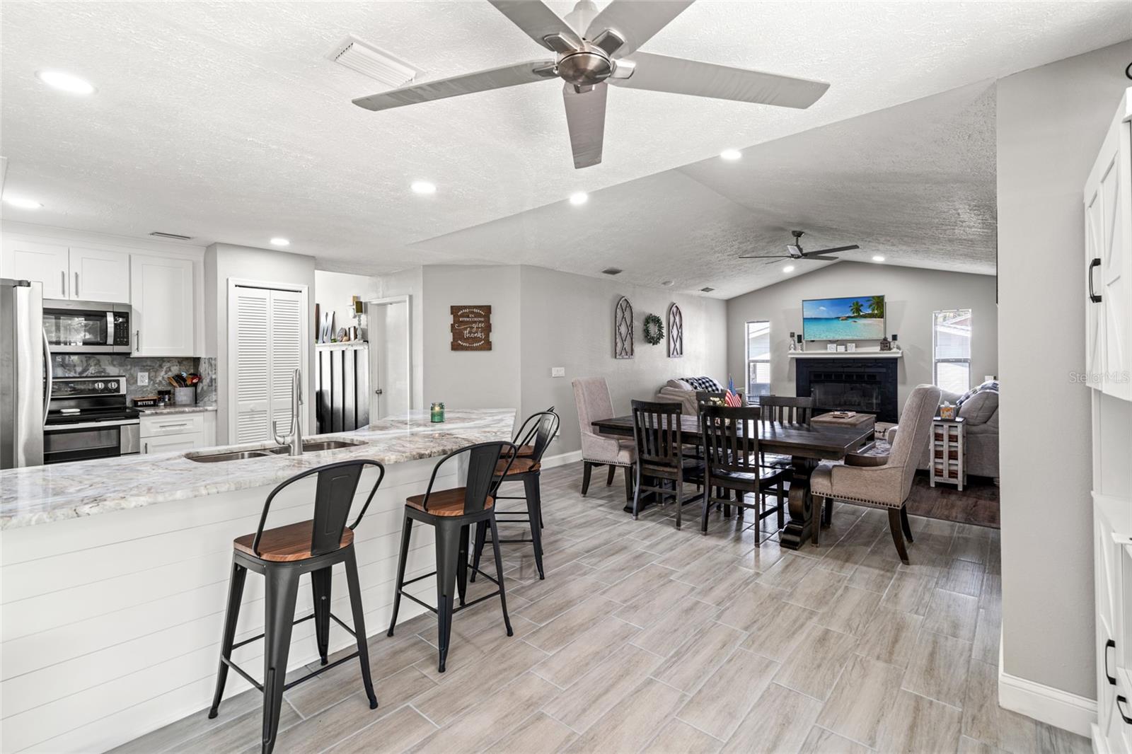 Open Concept Kitchen and Family Rom with Dining Area
