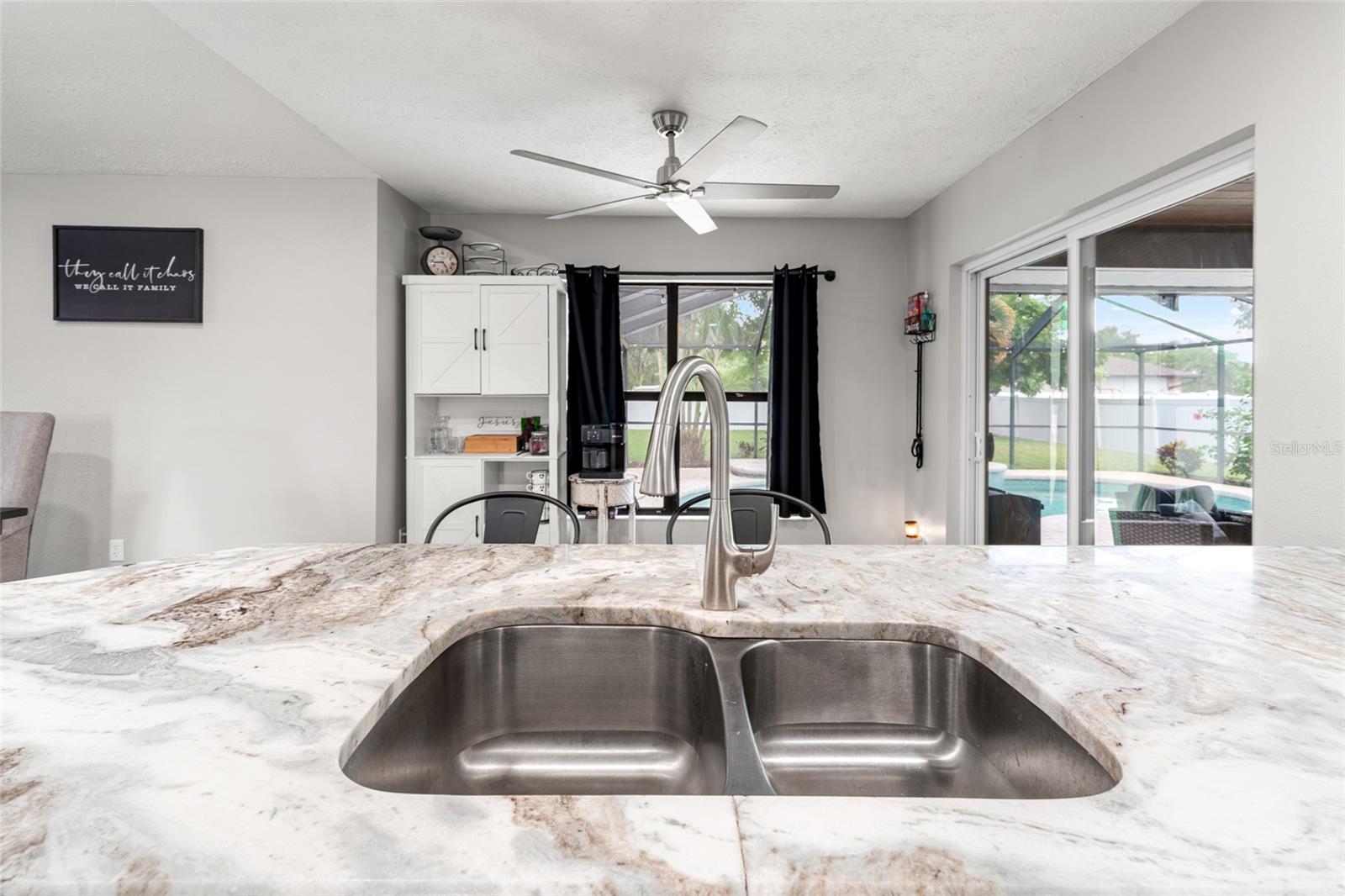 Kitchen Island Sink Looking at Breakfast Nook