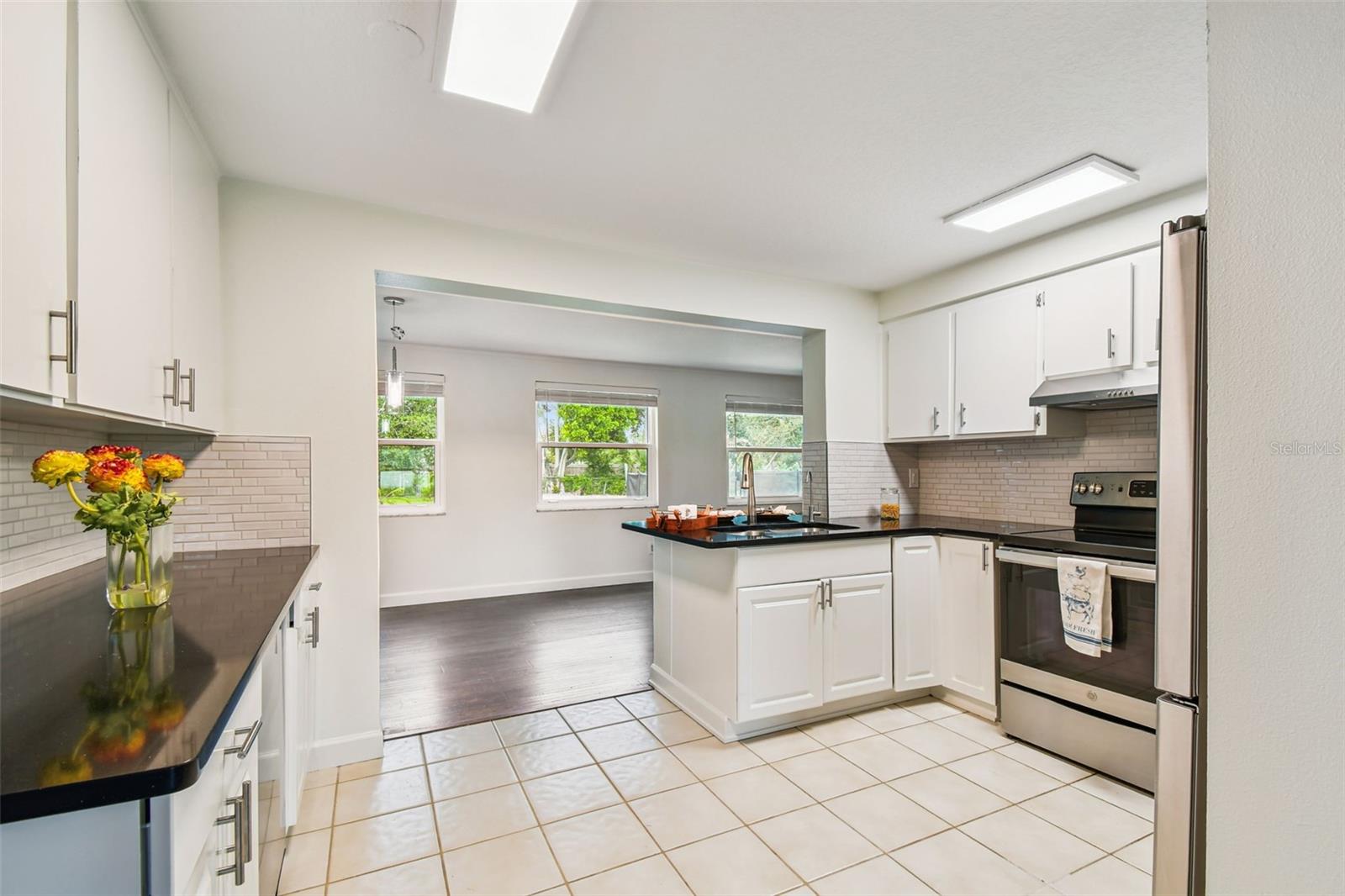 Kitchen with stainless steel appliances