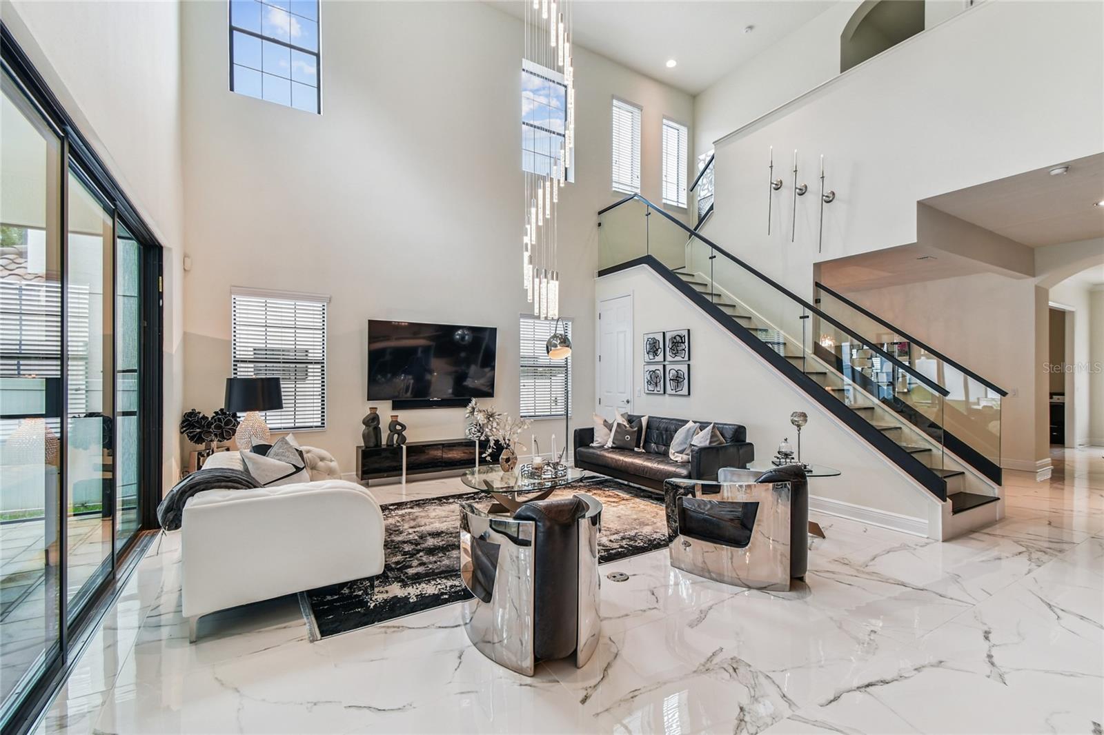 Grand room with soaring ceilings