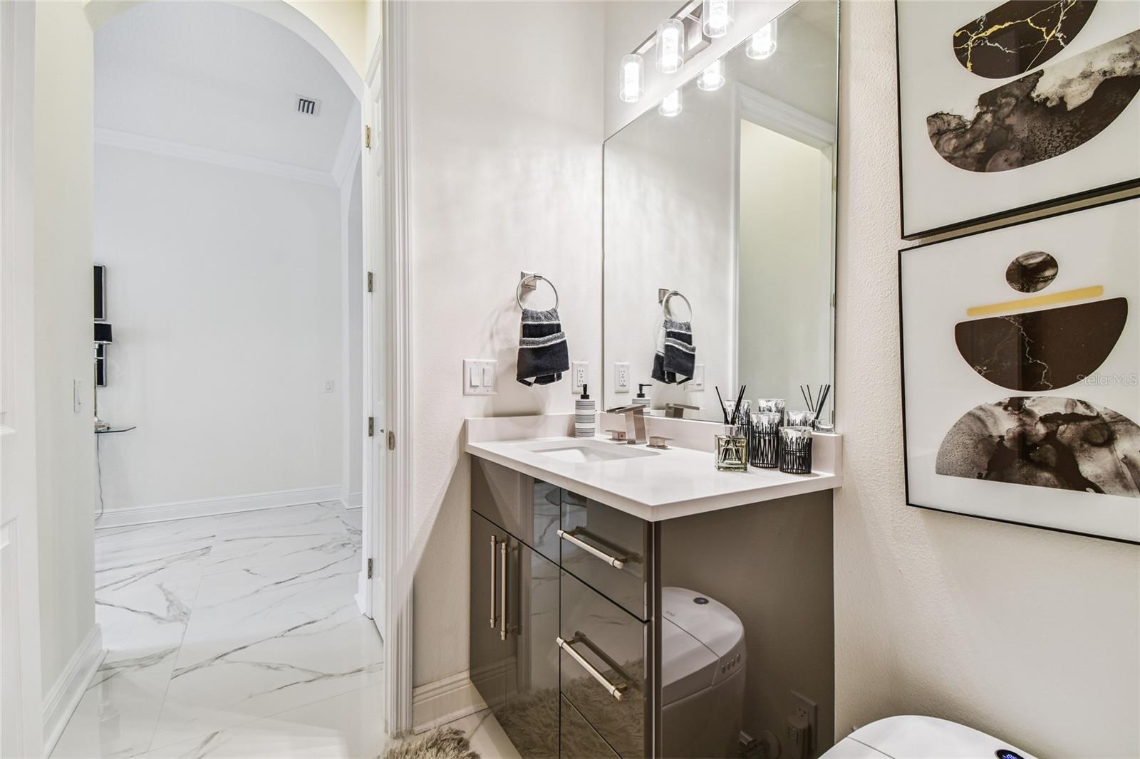 Upgraded vanity, countertop, fixtures
