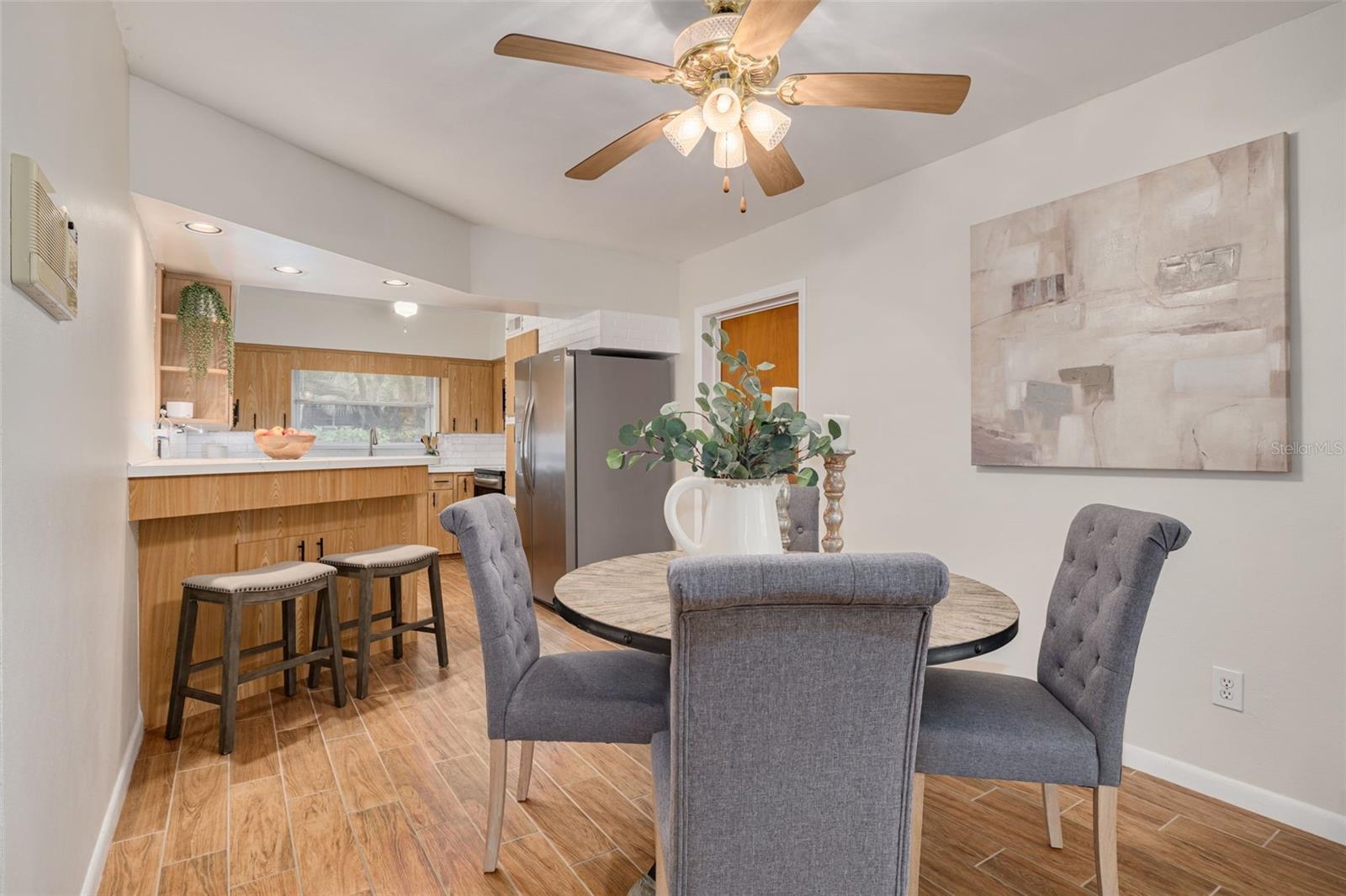 Dining open to kitchen