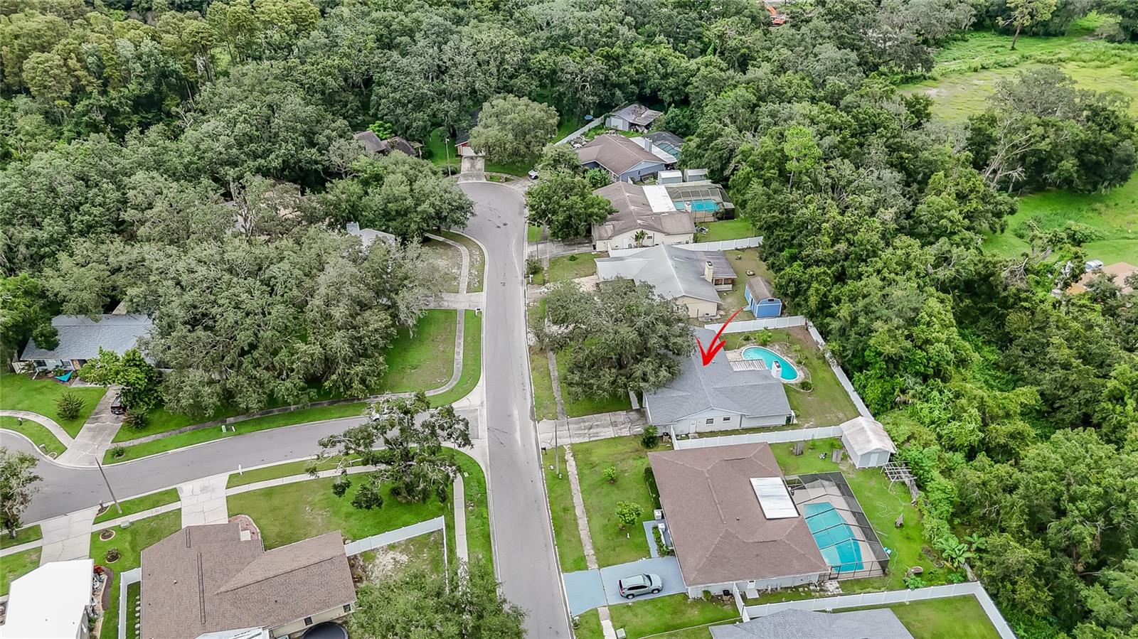 Areal shot of cul-de-sac