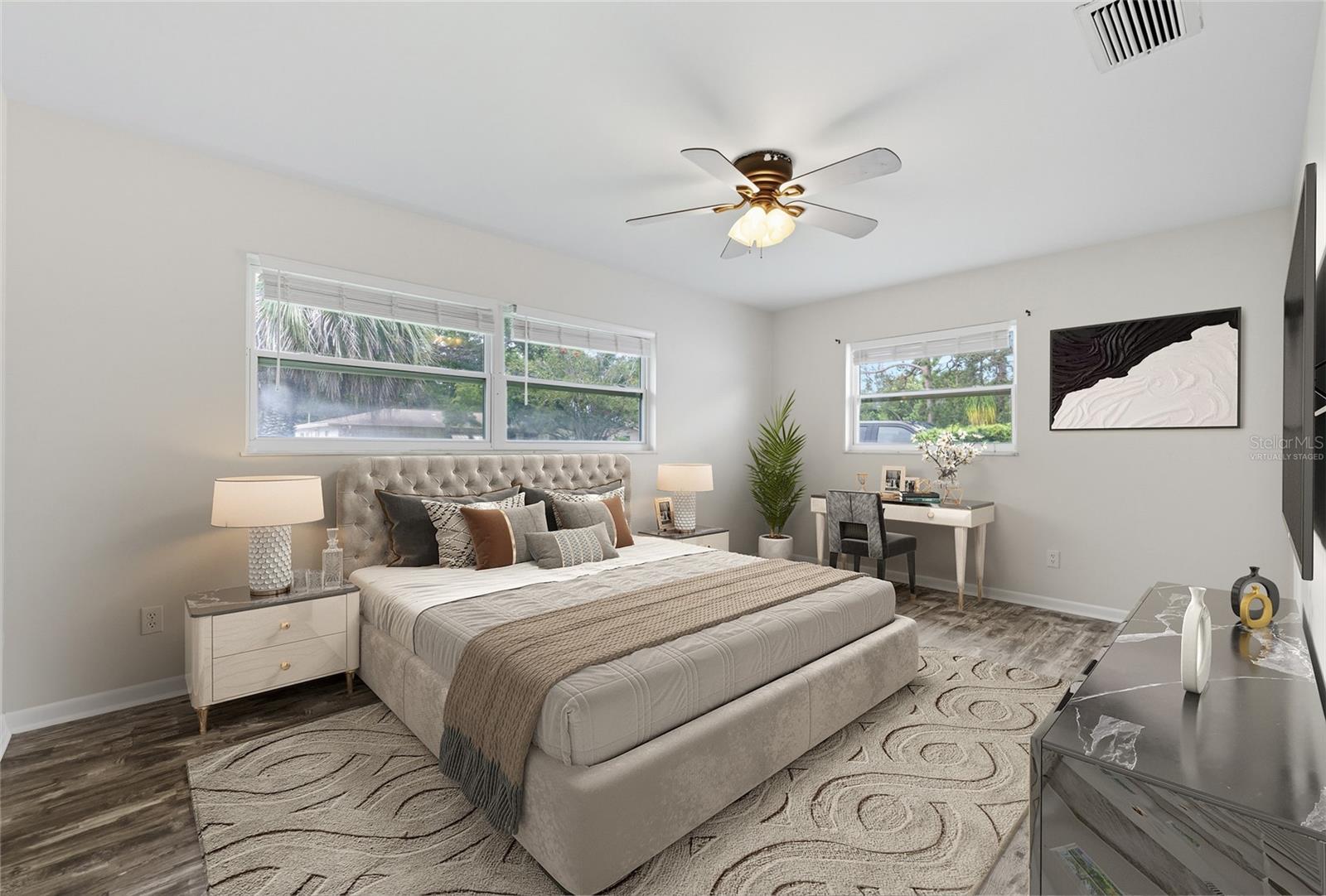 Virtually staged Master Bedroom