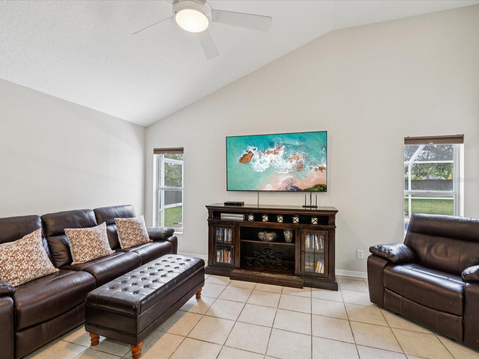 Plenty of uninterrupted wall space for multiple seating and viewing options.