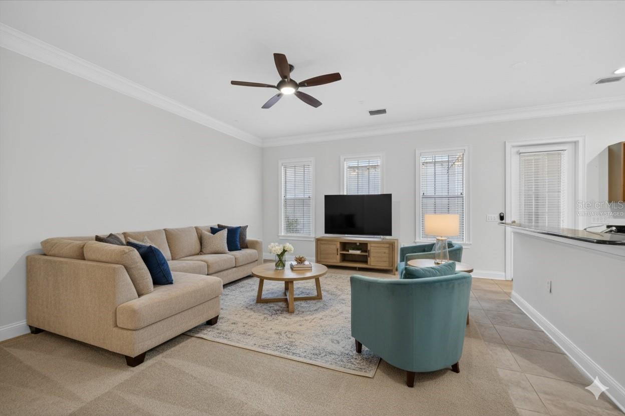 Virtually staged family room