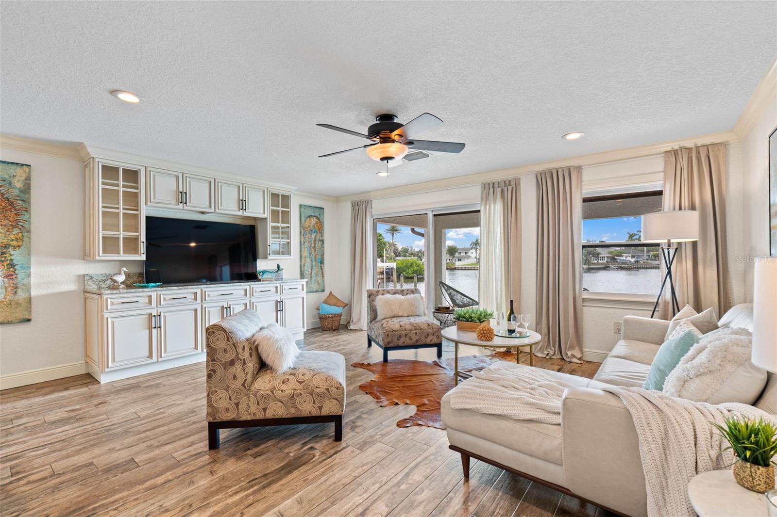 Living Area with Custom Cabinetry