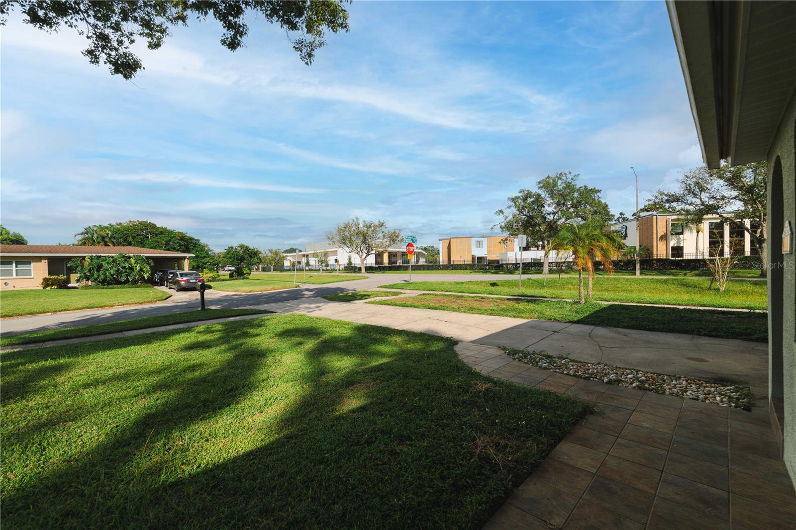 Well-maintained lawn mowing