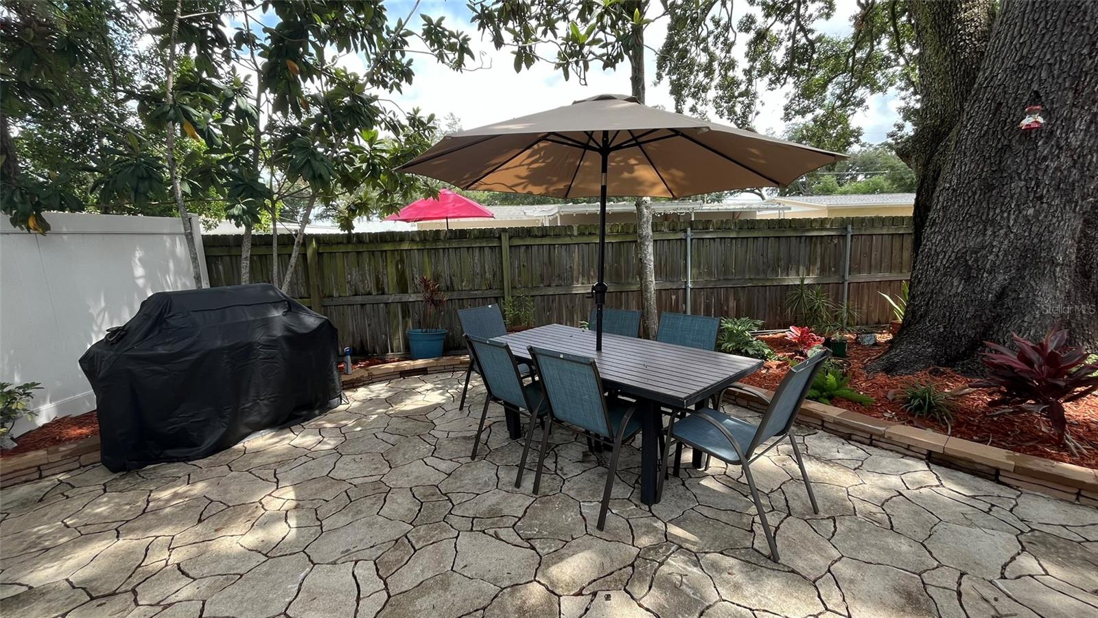 Backyard grill and table