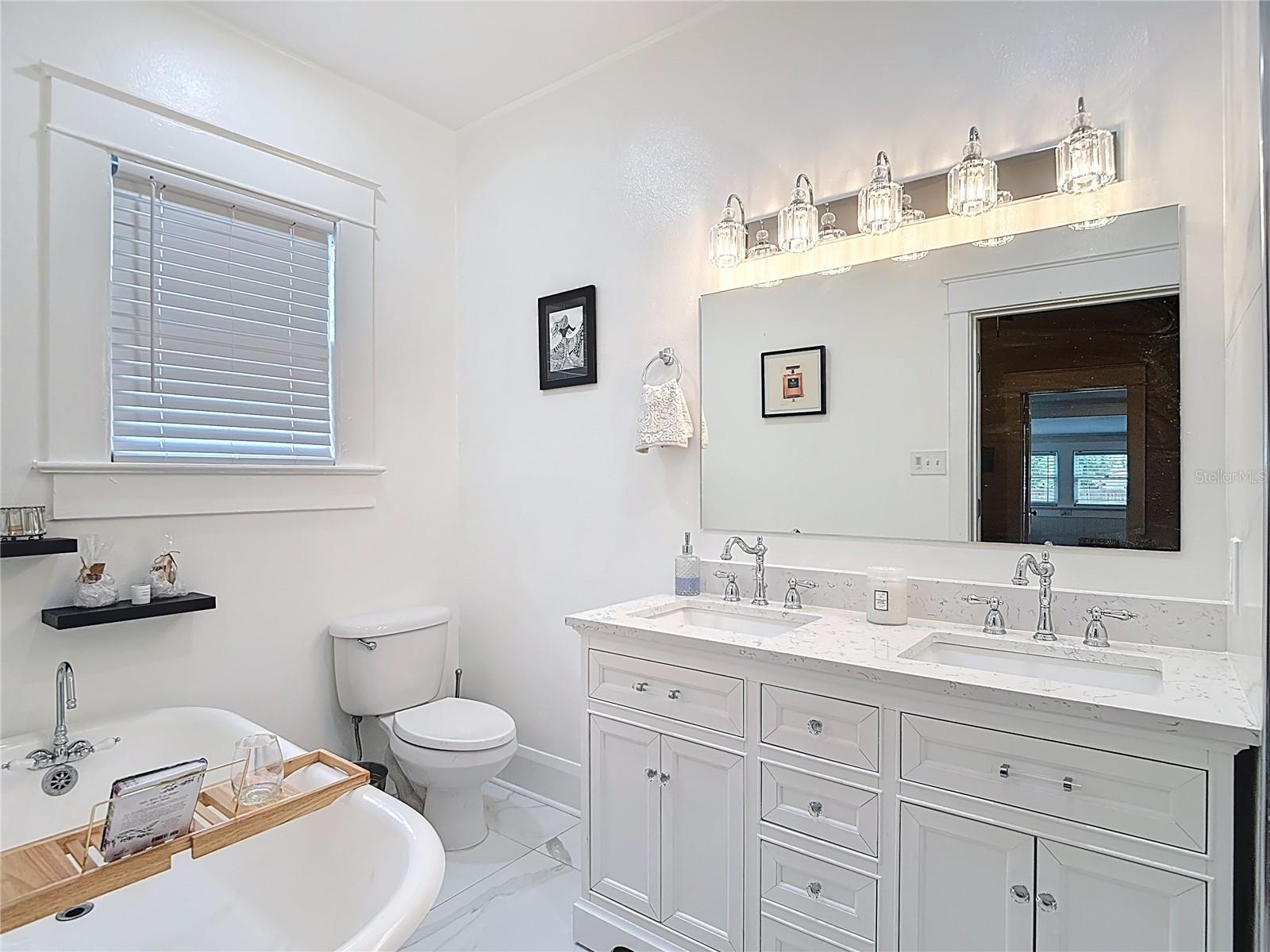 MBR Bathroom Claw-foot Tub, Double Vanity