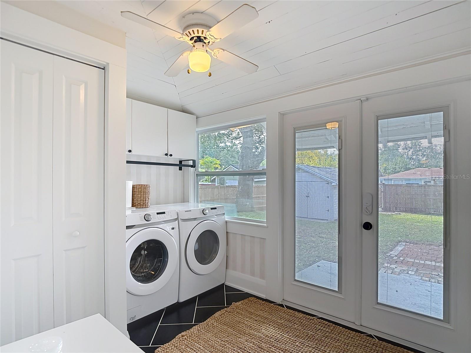 Laundry Room, French Doors to Back Yard