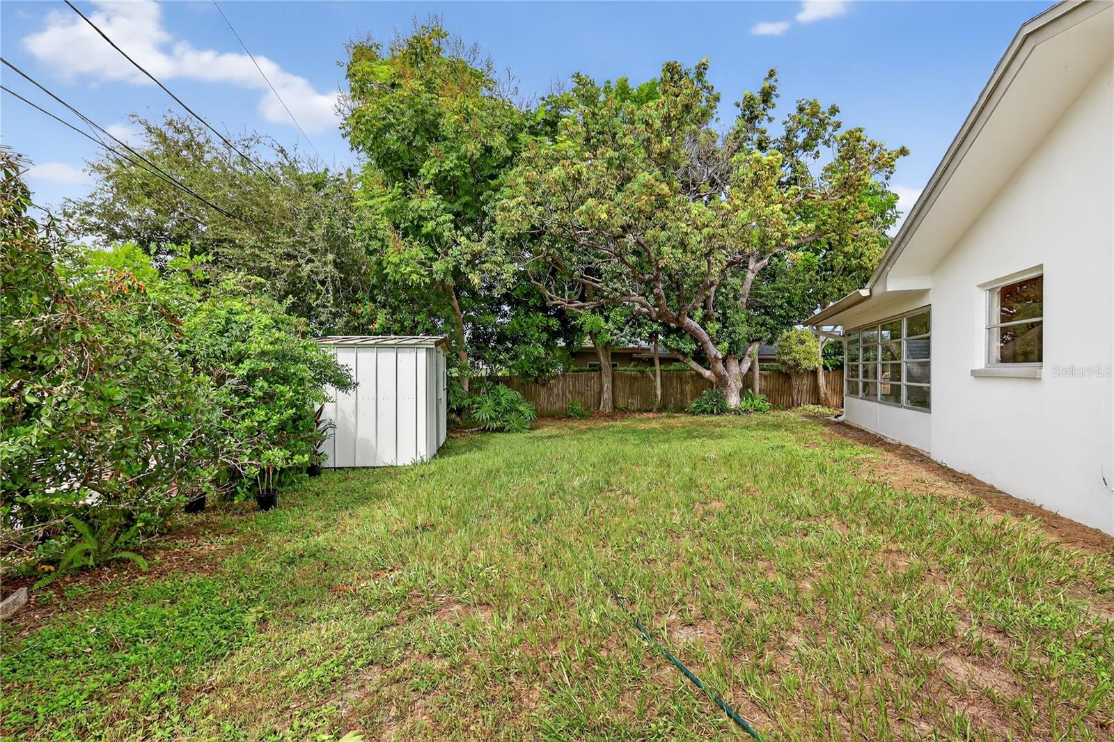 Rear Yard with storage unit