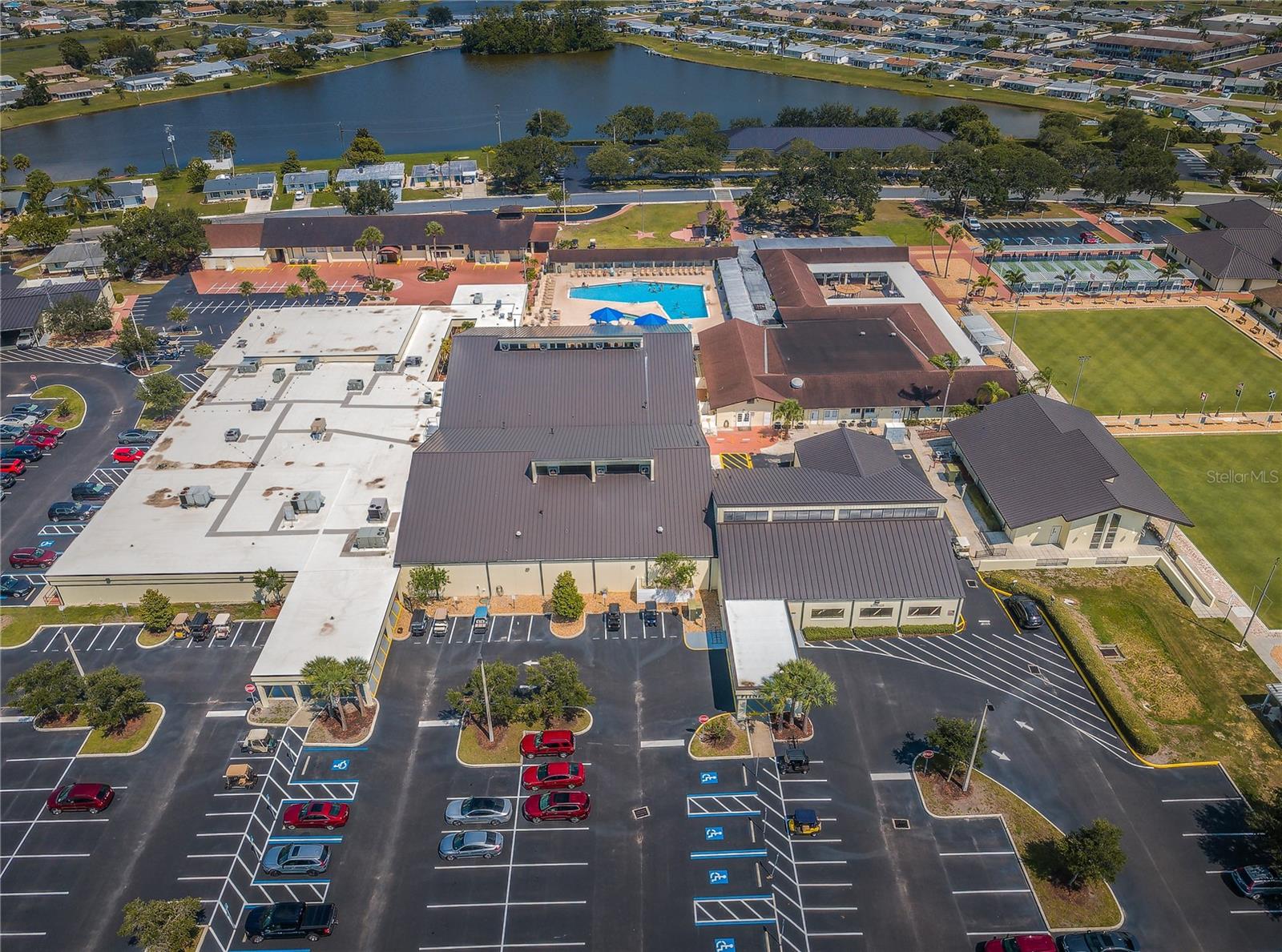 Aerial of the main campus, atrium and fitness center...So much to do here!