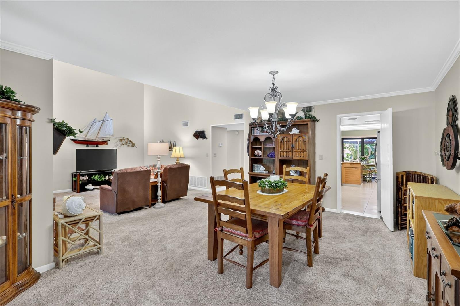The dining room area has plent of space for entertaining and holiday events
