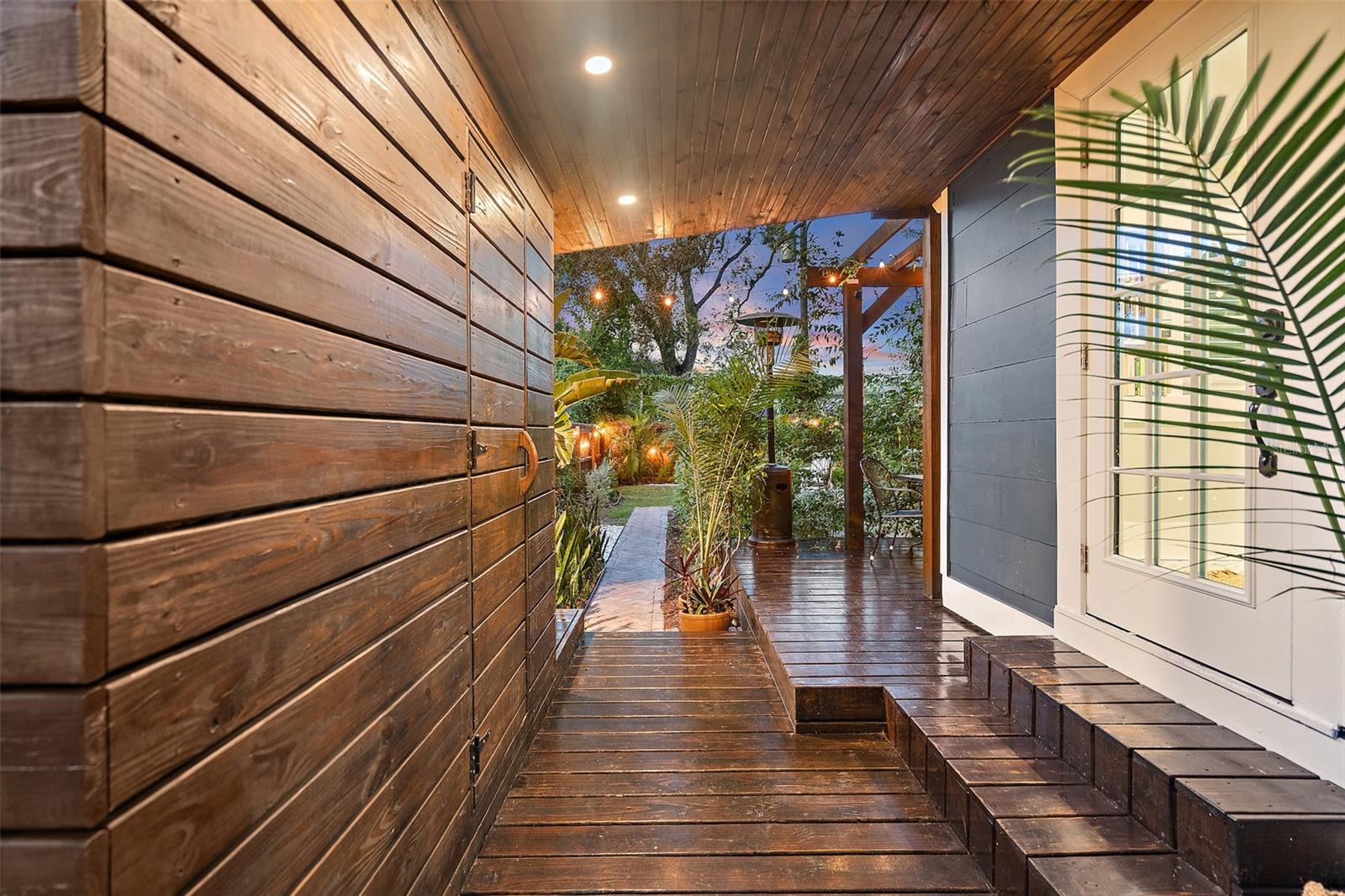 Covered Patio in front of Sauna.