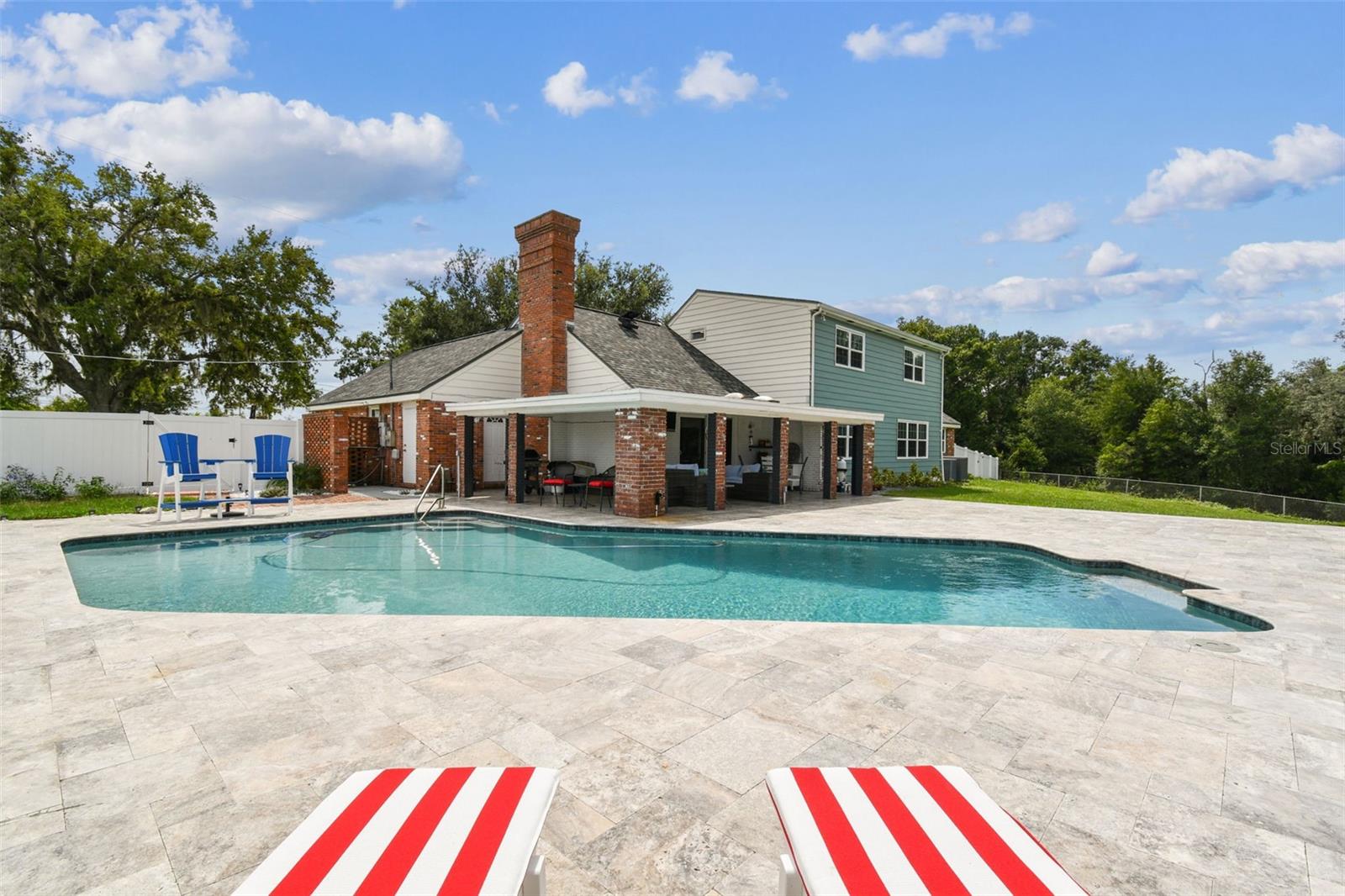 Pool redone a few years ago.  Salt water.