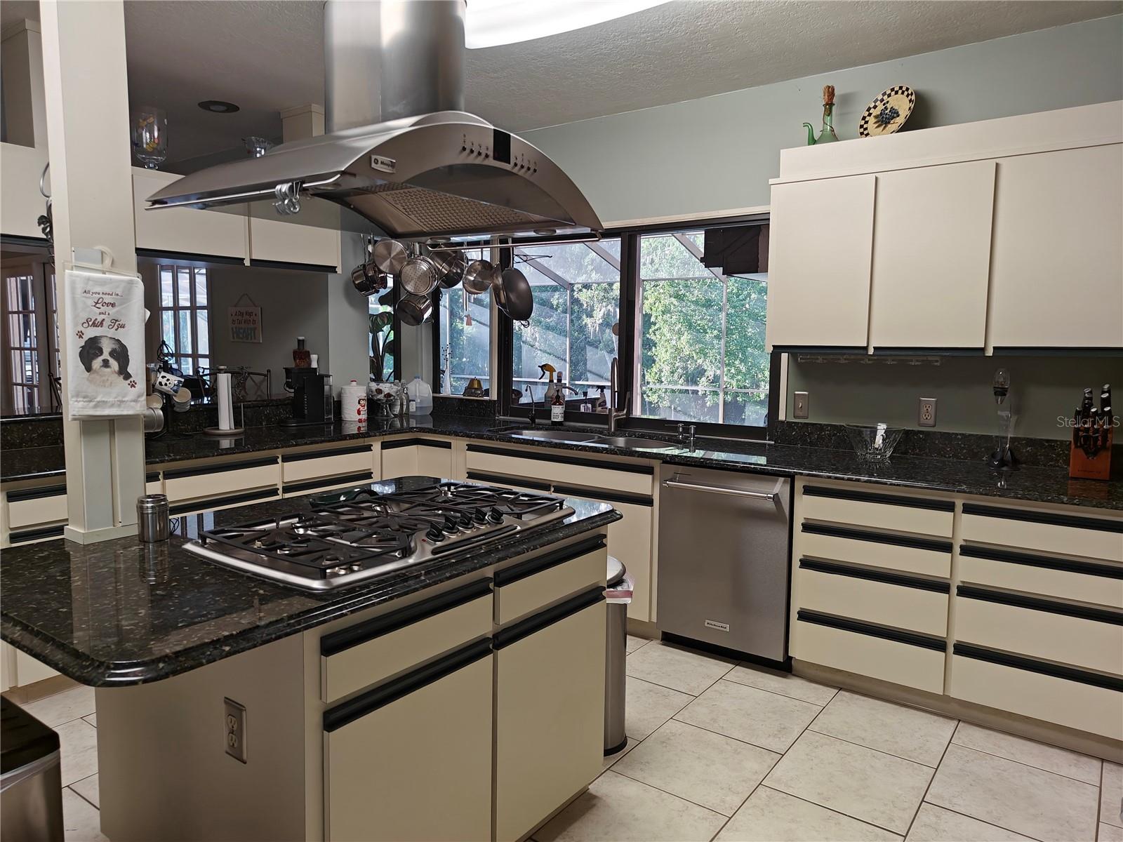 Kitchen is open to the family room