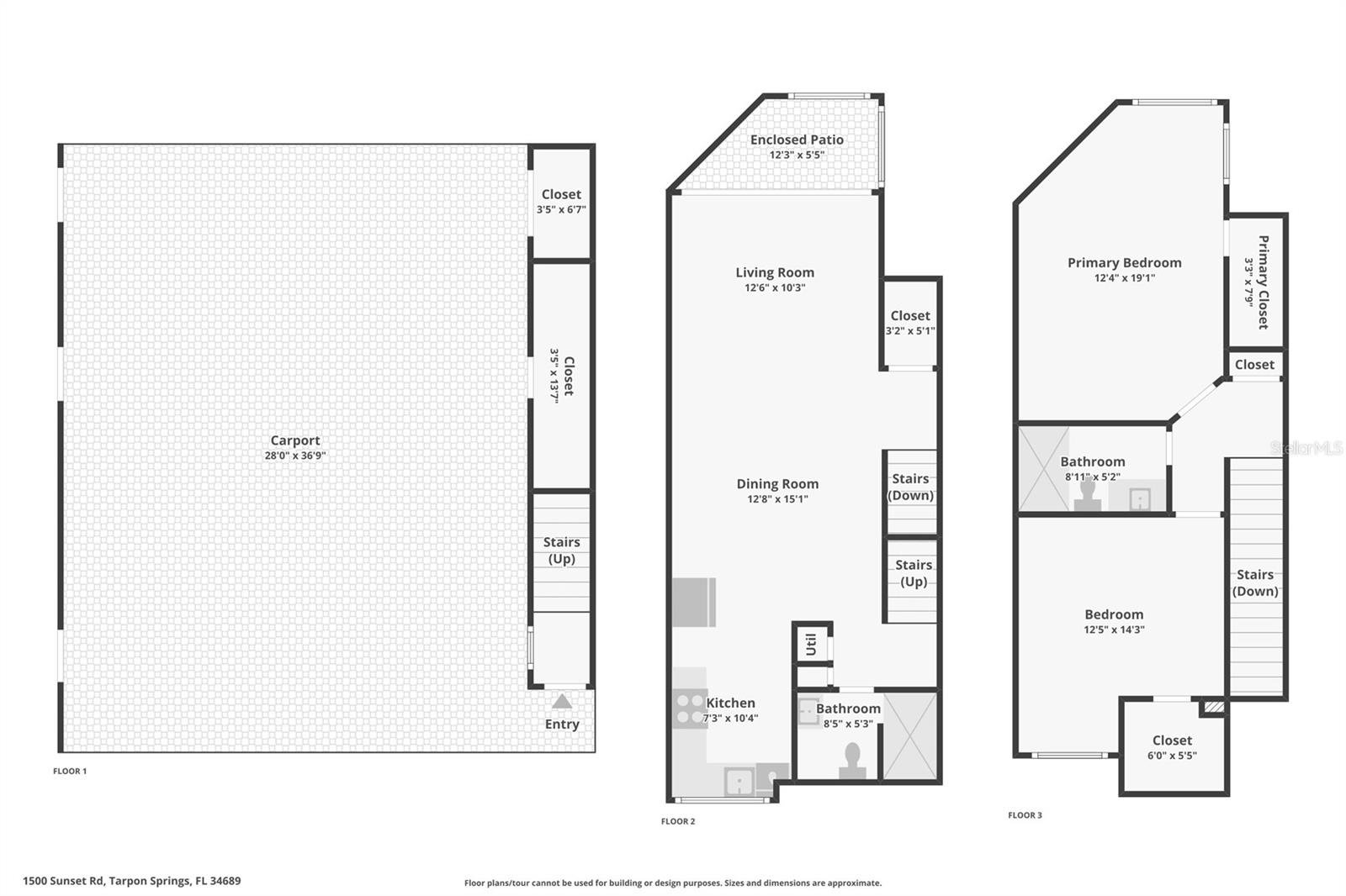 Floor Plan of each level. Please note that home is not at ground level.