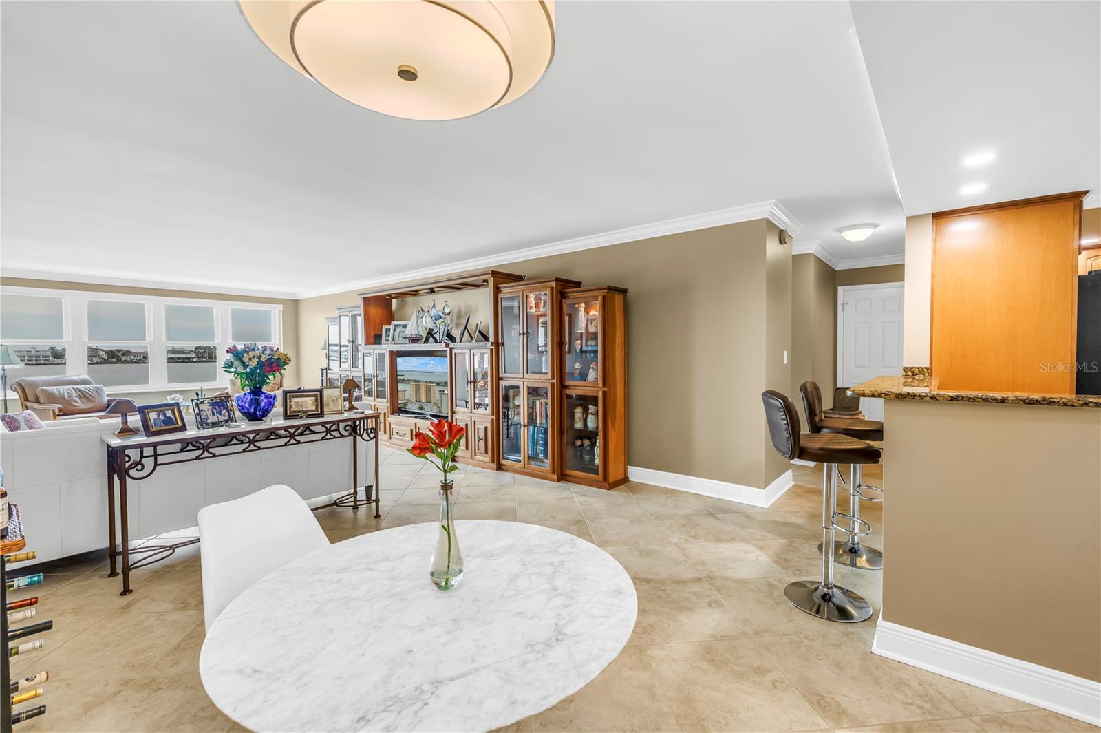 Open to Water Views and Living Room Area