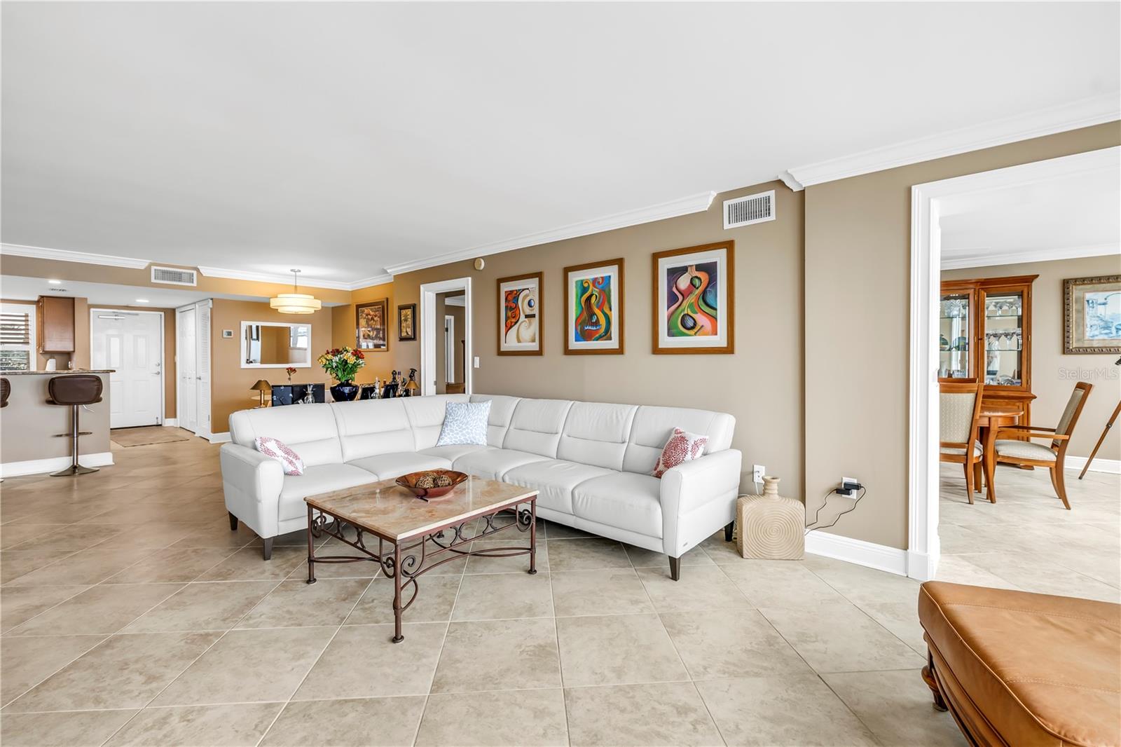Living Room and Entry to Den